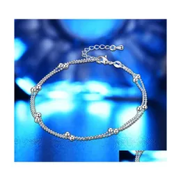 Anklets Sexy Ankle Bracelets Beach Jewelry 925 Sterling Sier Double Layers For Women Boot Foot Ship 2210 T2 Drop Delivery Dhsa5
