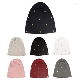 Beanies Beanie/Skull Caps Women Ribbing Soft Baggy Skullies Winter Warm With Silver Love Accessories Hats Casual Solid Color Elastic Bonnet