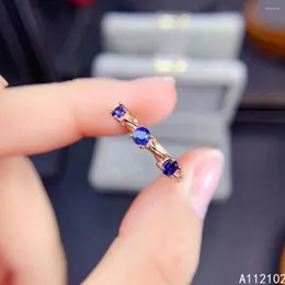 클러스터 반지 kjjeaxcmy Fine Jewelry S925 Sterling Silver Inlaid Natural Sapphire Girl Classic Ring Support Test Chinese Style Box
