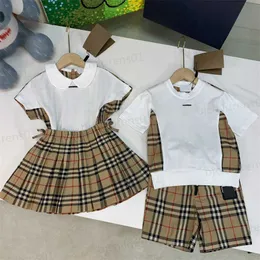2023SS Spring Summer Childrens Brother Sister Clothing Sets Kids Diseñador Cloth Girls Boys Sorth Manga Bebé Baby Fabrics Exclusive Fits 0206
