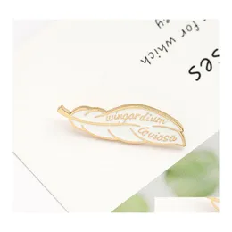 Pins Brooches Magic Incantation Leaf Metal Pin Enamel Pins For Women Men Gift Fashion Jewlery C3 Drop Delivery Jewelry Dhzjl