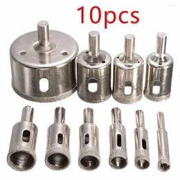 Professionella handverktygssatser 10st Diamond Coated Drill Bit Set 6-30mm hål såg 100 grits kakel glas marmor keramik för elverktyg q