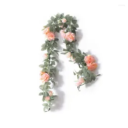 Flores decorativas 2m 2m de seda artificial videira pendurada guirlanda de hera falsa para casamento decoração de artesanato de jardim de escritório em casa