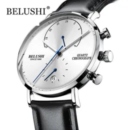 Мужские водонепроницаемые часы кожаные ремешки Slim Quartz Casual Business Mens Work Watch Top Brand Belushi Male Clock 2020 Fashion1218G