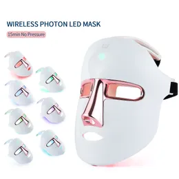 Gesichtsmassagegerät, kabellos, 7 Farben, Gesichts-LED-Maske, Pon-Behandlung, Gesichts-Schönheitsmaske, Hautverjüngung, Anti-Akne-Falten, Gesichtspflege, USB-Aufladung, 230207
