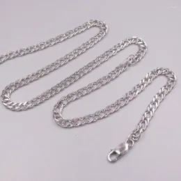 Chains Fine Pure S925 Sterling Silver Chain Women Men 4mm Curb Link Cable Necklace 50cm 20inch