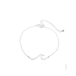 Anklets 20pcs/Lot Women Sier Wave Charms Chain chain ankle anklet bracelet Sandal Beach Foot Jewelry 509 T2 Drop Droper