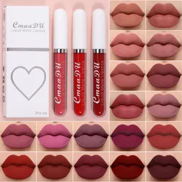 3pcs/conjunto líquido batom fosco à prova d'água de longa duração Lip Gloss Cosmetic Cosmético Sexy Lips de maquiagem de maquiagem batons