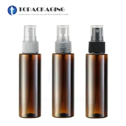 50pcs*100ml parfüm şişe sprey şişe şişe kahverengi plastik kozmetik kap ince sis atomizer püskürtücü boş parfüm paketleme