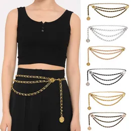 Belts Metal Tassel Chain Waist Chain Belt For Women Temperament Retro Pendant Decoration Simple Durable Thin Belt G230207