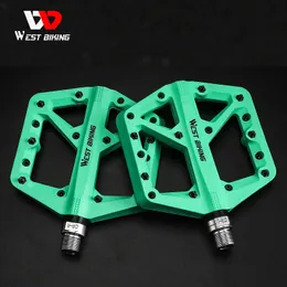 Bike Pedals WEST BIKING Ultralight Seal Bearings Bicycle Bike Pedals Cycling Nylon Road MTB Pedals Flat Platform Bicycle Parts Accessories 0208