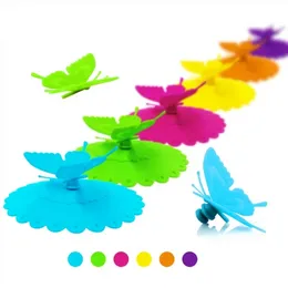 Niedliche Schmetterlings-Silikonbecherdeckel, auslaufsicher, bunt, schöne 3D-Schmetterlingsblätter, Becherdeckel, staubdichter Dichtungsdeckel für Becher tt0208