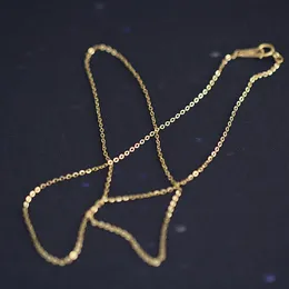 Kedjor Classic 14k Real Gold Link Chain Halsband för kvinnor Gul kvinnlig AU585 Tillbehör Minimalistiska fina smycken födelsedagspresenter