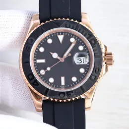 Męskie zegarki Gumowy pasek Yacht II 42 mm Ceramiczna ramka Pełna mechanika automatyczna ze stali nierdzewnej Movment Sapphire 5ATM Wodoodporny model 2023 Zegarek Czarna tarcza