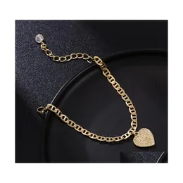 Anklets 26 English Initial Heart Anklet Chain Crystal Gold Chains Heat Charm Foot Letters Women Fashion Jewelry Will And Sandy Gift Dhdp1