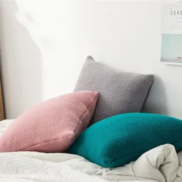 Kudde nordisk stil täcker elegant delikat tjock stickad dekorativ rosa grå grön soffa/soffa/stolfodral