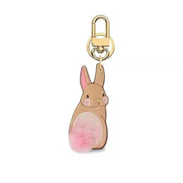 2024 Sport Fashion Collectable Lovely Bunny Year Fur Leather Car Keychain Pink Couple Backpack Bag Jewelry