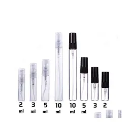 Paketleme şişeleri 2ml L 5ml 10ml İnce Sis Sprey Şişe Başına Atomizer Cam Yatılabilir Boş Kozmetik Konteyner Bırakma Ofisi SC DH5ON