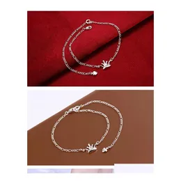 Anklets Foot Jewelry Sier 925 Hamsa Kobiety seksowna bransoletka do nóg body Sterling Korean Anklet Drop dostawa dh1uo