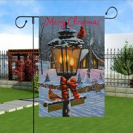 Decorazioni natalizie Lampione stradale Bandiere da giardino in tela bifacciale Decorazione allegra per la casa Insegne invernali Banner rustico