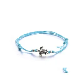 Anklets Summer Beach Turtle على شكل سحر على شكل سحر للنساء صندل سوار الكاحل على سلسلة الساق المجوهرات 440 T2 Dro Dhawj