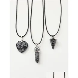 チャーム天然石のネックレスラブペンダントスノーフレークアガートシリーズ六角形コーンと女性用の柱のアクセサリー