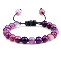 Strand Natural Stripe Beaded Bracelet Charm Women Fashion Adjustable Handmade Bracelets & Bangles Gifts Friends Yoga Prayer Jewelry Men