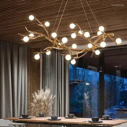 Lustres nórdicos lustres de led de ledes nórdicos para o quarto de árvore de árvore de ramo de teto de teto de teto pingente marrom antigo lâmpada de lâmpada de lâmpada de suspensão iluminação