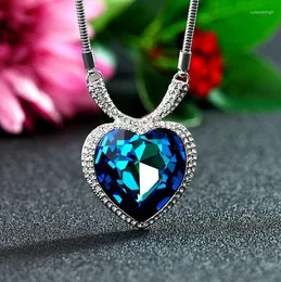 Pendant Necklaces 2color Ocean Hearts Crystal From Swarovskis Maxi Necklace Collier Wholesale Fashion Wedding Jewelry Name Bead