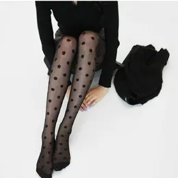 Women's Jumpsuits Rompers Thin Ladies Vintage Stockings Pantyhose Female Hosiery Tights Classic Small Polka Dot Silk Y2302