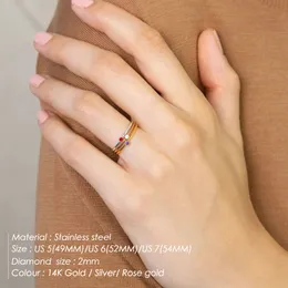 Stal nierdzewna pierścionek z okazji Birthstone Kolor prosty styl mody pierścionki dla kobiet na festiwalu prezent na imprezę