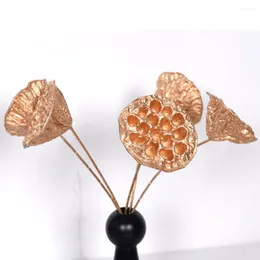 Decorative Flowers Gold Artificial Plants Seedless Lotus Christmas Decor Home Living Room Desk Decoration Party Wedding Holiday Flower