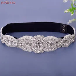 Paski Topqueen S490-B Black Elastic Belt Suknia Codzienna luksusowa z kryształami elegancka unikalna moda imprezy wieczorowa sukienka G230207