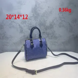 WF Designer Handbag Mini SPEEDY BANDOULIERE 20 BAG Denim Blue Duplex Printing Cross body Boston Bags shopping bags fashion Women P306V