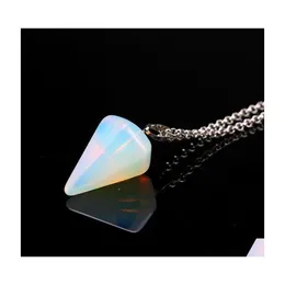 Pendant Necklaces Stone Choker Necklace Hexagonal Pendum Chain Natural Taper So Swing Crystal 109 O2 Drop Delivery Jewelry Pendants Dhtnd