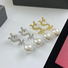 Pearls Studs Kolczyki dla kobiety luksusowe biżuteria kobiety literę kolczyki mody obręczy s ear stadnor impreza ślub Pearl Srebrne kolczyki