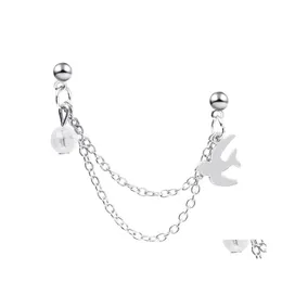 Ear Cuff S2375 Fashion Jewelry Ears Clip Swallow Chain Onepiece Stud Earrings C3 Drop Delivery Dhatb