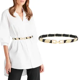 Bältes kvinnors modeblad snäpp bred midjebälte elastiska stretchbälten med interlock spänne bälte växel G230207