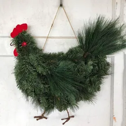 Fiori decorativi pollo gallo gallo decorativo natalizio porta anteriore appesa animale navidad albero ornamenti feste di nozze deco