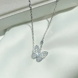 Correntes Coleção de cristais Earent Gemstone Butterfly Pingente Acessórios para festas de moda para mulheres e meninas