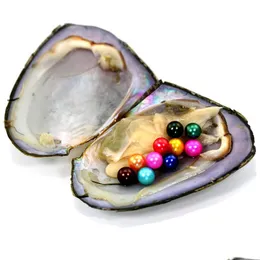 Pearl Wholesale Love Wish Freshwater Oyster With Signle Twins Triplets Quadluplets Quintiles Pearls Inside Natural 68mm Round 66Colo DHZVS