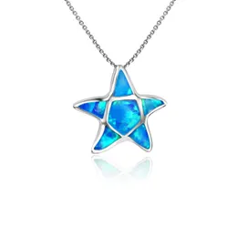 Colares pendentes Fogo Blue Opal Mini Starfish Colar Pingentents Jóias de moda para mulheres meninas Drop
