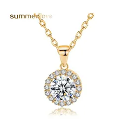 Colares pendentes 18K Gold Bated Round CZ CARRO CUZ