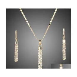 Ohrringe Halskette 18 Karat vergoldet Diamant Anhänger Sets Marke Element Mode Strass Schmuck Set Für Frauen Hochzeit Party 508 Q2 Dhjcv