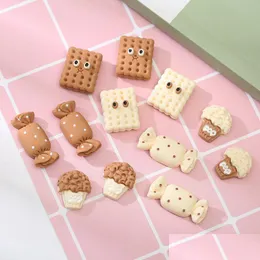 Pozostałe 40pcs Nowe hybrydowe cechy cukierki Biscuit Components Flatback Cabochon Scrapbook Kawaii Exvelishments Akcesoria Drop dhwek