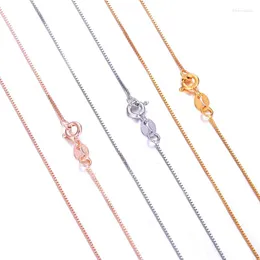 Chains MIQIAO 925 Sterling Silver Box Chain Long 40 45 50 55 60 Cm Wide 0.7 0.8 1.0 1.2 Mm Rose Gold Platinum Color Necklace Fashion
