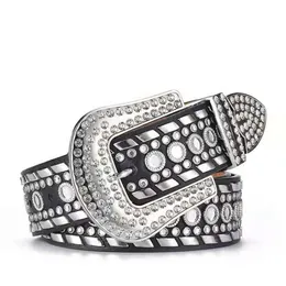 Pasy moda luksusowy pasek diamentowy pasek zachodni kryształ ozdobny kowbojski kowbojski krineston pasy dla kobiet mężczyzn G230207