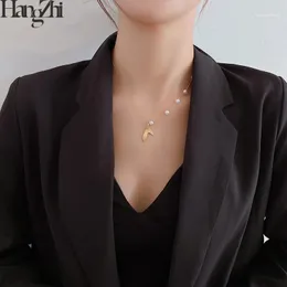 Correntes Hangzhi 2023 Temperamento peixe cauda pendurada colar de pérolas gargantilha para mulheres joias de festa de festa por atacado1