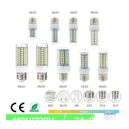 LED 전구 SMD5730 E27 GU10 B22 E14 G9 램프 7W 12W 15W 18W 220V 110V 360 각도 SMD BB 옥수수 라이트 드롭 배달 조명 조명 BBS DH5IT