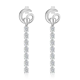 Passed Diamond Test Men Women D Color Moissanite Long Tassels Earrings 925 Sterling Silver Gold Plated Bling Earrings Nice Gift for Friends